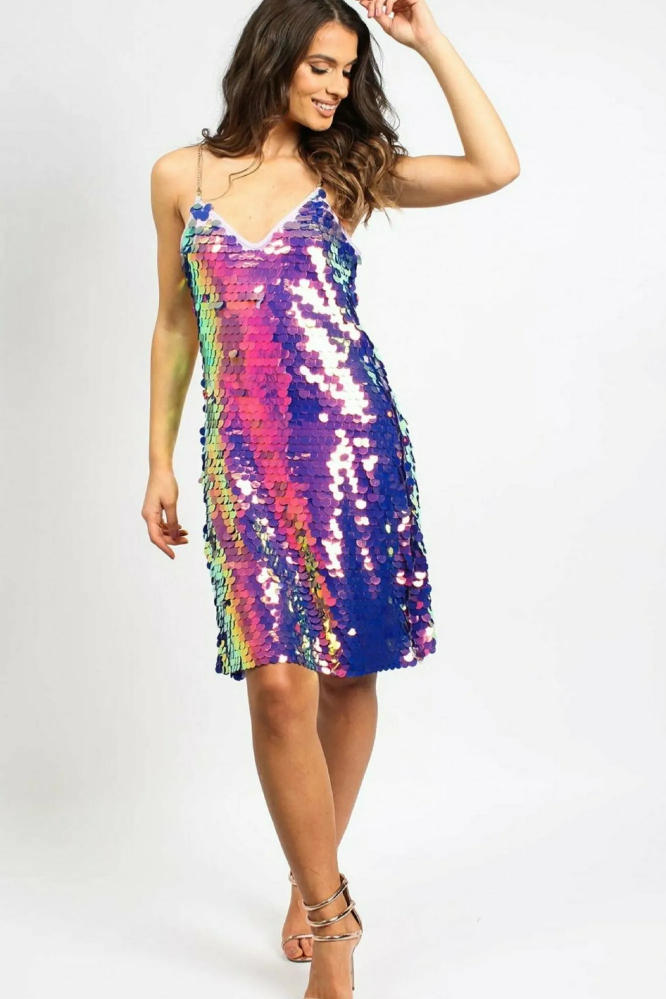 Mini Dresses^Aftershock London Multi Disc Sequin Cami Dress Multicolor