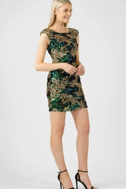 Mini Dresses^Aftershock London Sequin Leaf Bodycon Dress Green
