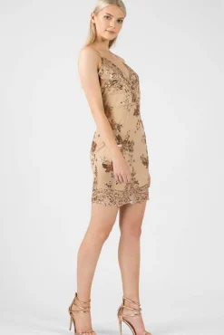 Mini Dresses^Aftershock London Sequin Mesh Cami Dress Gold