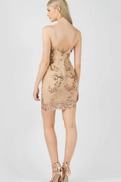 Mini Dresses^Aftershock London Sequin Mesh Cami Dress Gold