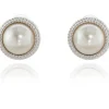 Jewellery^Cachet London Elan Clip-On Earrings Platinum Plated White
