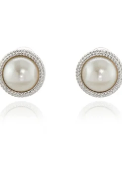 Jewellery^Cachet London Elan Clip-On Earrings Platinum Plated White
