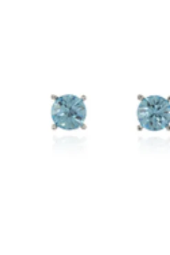 Jewellery^Cachet London Laine 8Mm Stud Earrings Aquamarine Platinum Blue