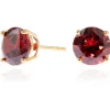 Jewellery^Cachet London Lana 8Mm Earrings Garnet Cz 18Ct Gold Plated Red