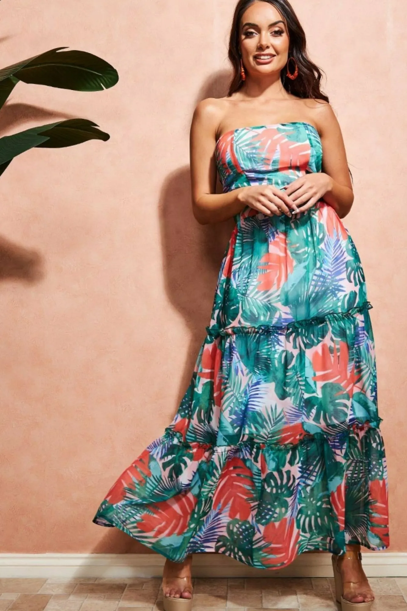 Maxi Dresses^City Goddess Boobtube Printed Maxi Jungle Print