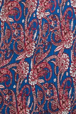 Skirts^City Goddess Printed Shirred Midi Skirt Blue