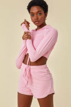 Loungewear & Sleepwear^Cosmochic Jersey Short Set With Drawstring Top Pink