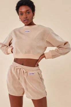 Loungewear & Sleepwear^Cosmochic Oversized Cropped Jumper & Short Set Beige