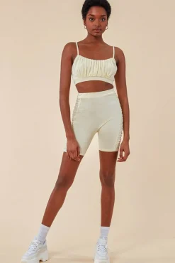 Loungewear & Sleepwear^Cosmochic Side Detail Bralette & Cycle Short Set Beige