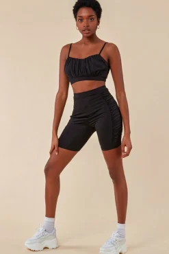 Loungewear & Sleepwear^Cosmochic Side Detail Bralette & Cycle Short Set Black