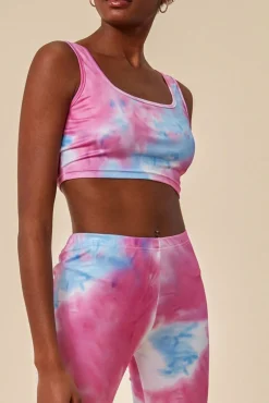 Loungewear & Sleepwear^Cosmochic Tie-Dye Crop Top With Leggings Set - Pinkblue Pink Blue