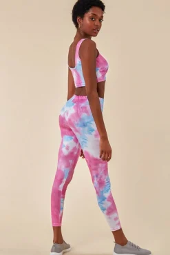 Loungewear & Sleepwear^Cosmochic Tie-Dye Crop Top With Leggings Set - Pinkblue Pink Blue
