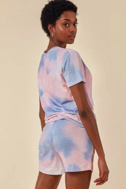 Loungewear & Sleepwear^Cosmochic Tie-Dye Oversized T-Shirt & Short Set Pink