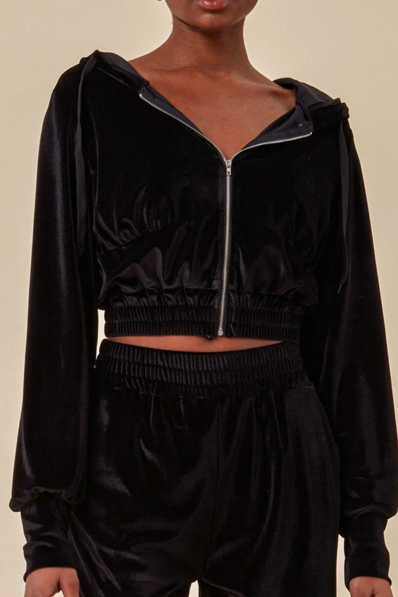 Loungewear & Sleepwear^Cosmochic Velour Hoodie & Short Set Black