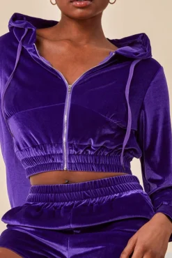 Loungewear & Sleepwear^Cosmochic Velour Hoodie & Short Set Purple