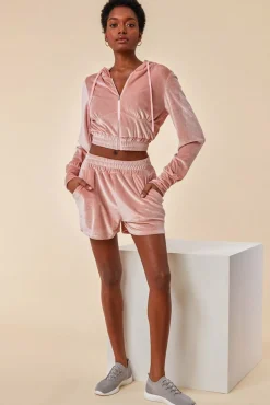 Loungewear & Sleepwear^Cosmochic Velour Hoodie & Short Set Pink