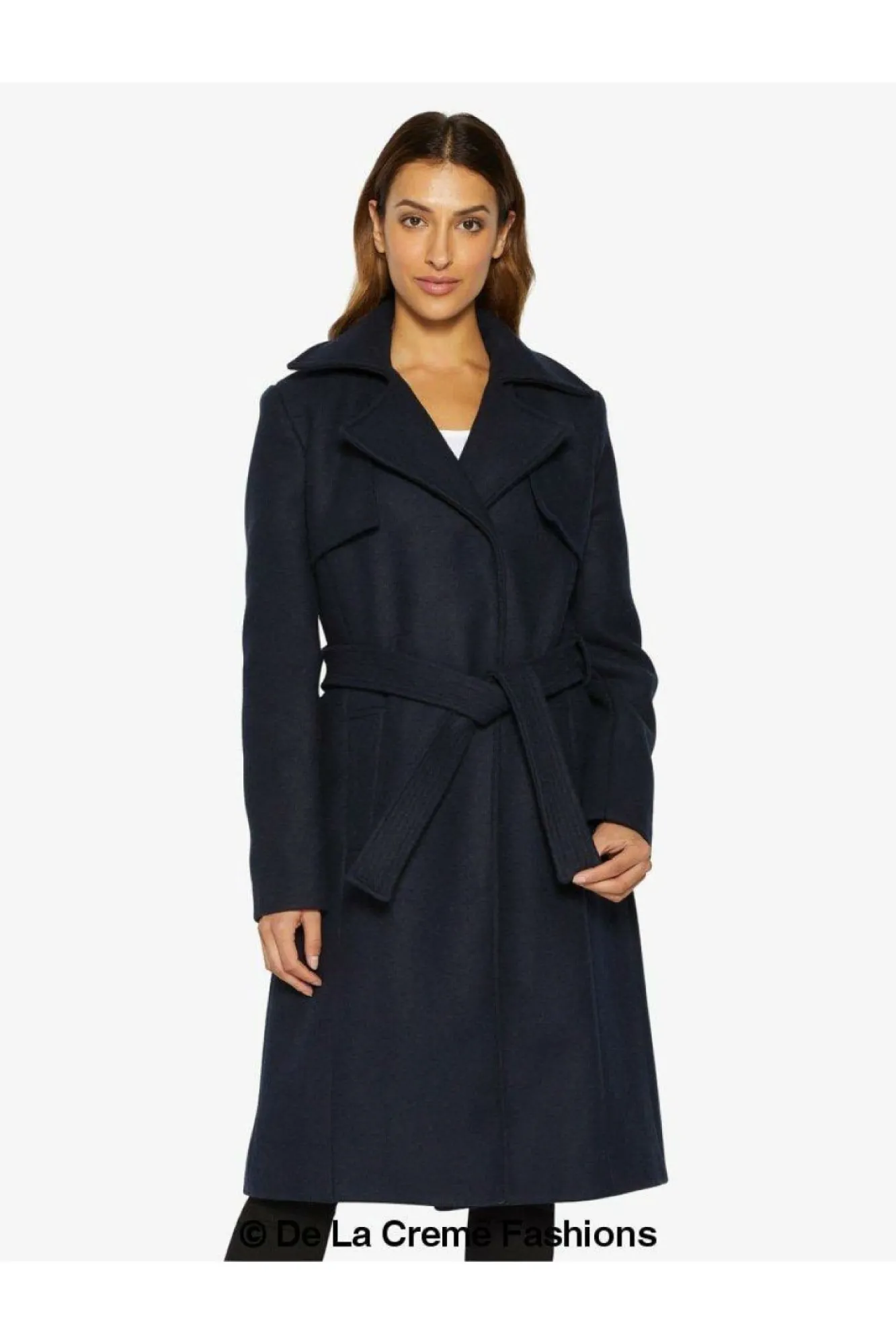 Outerwear^De La Creme Fashions Dina Lapel Collar Duster Coat With Belt