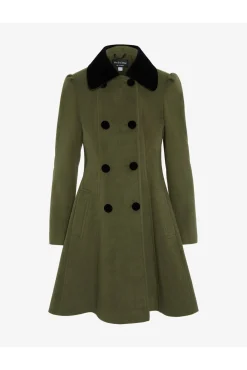 Outerwear^De La Creme Fashions Double Breast Velvet Trim Skater Coat