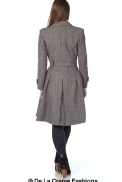 Outerwear^De La Creme Fashions Herringbone Tweed Blend Trench Coat Grey