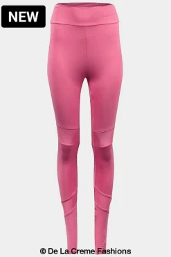 Trousers^De La Creme Fashions Mesh Panel Leggings Pink