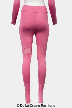 Trousers^De La Creme Fashions Mesh Panel Leggings Pink