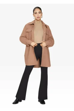 Outerwear^De La Creme Fashions Oversized Stud Button Shacket