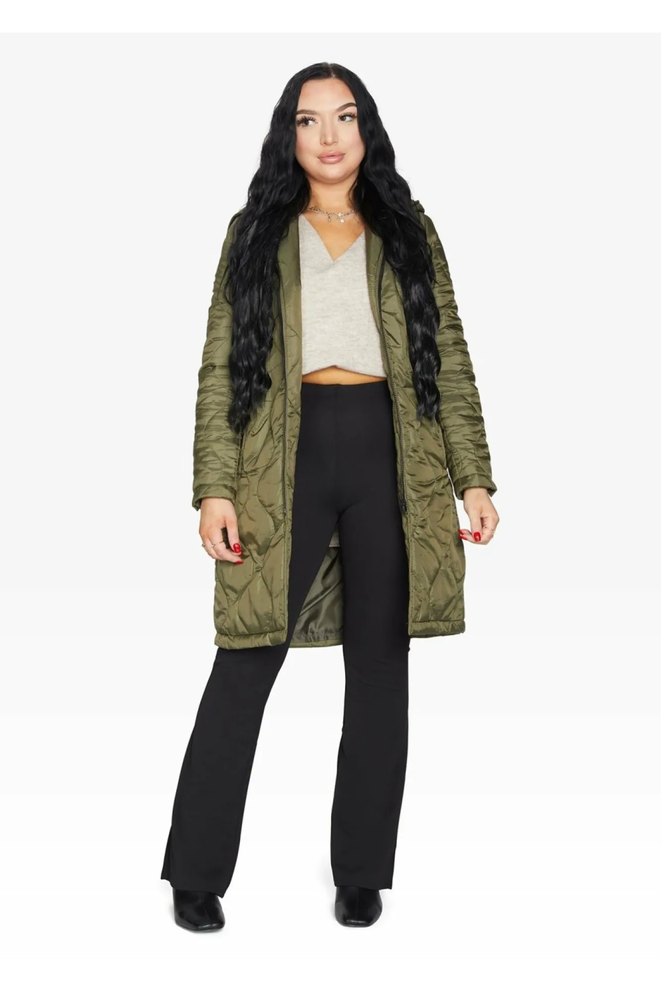 Outerwear^De La Creme Fashions Padded Quilted Down Hooded Jacket