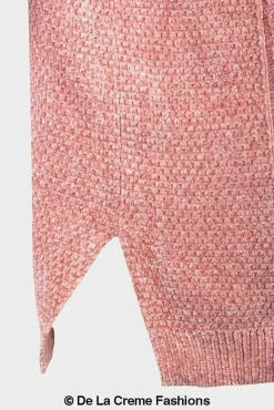 Jumpers^De La Creme Fashions Pink Roll Neck Chenille Jumper Salmonpink