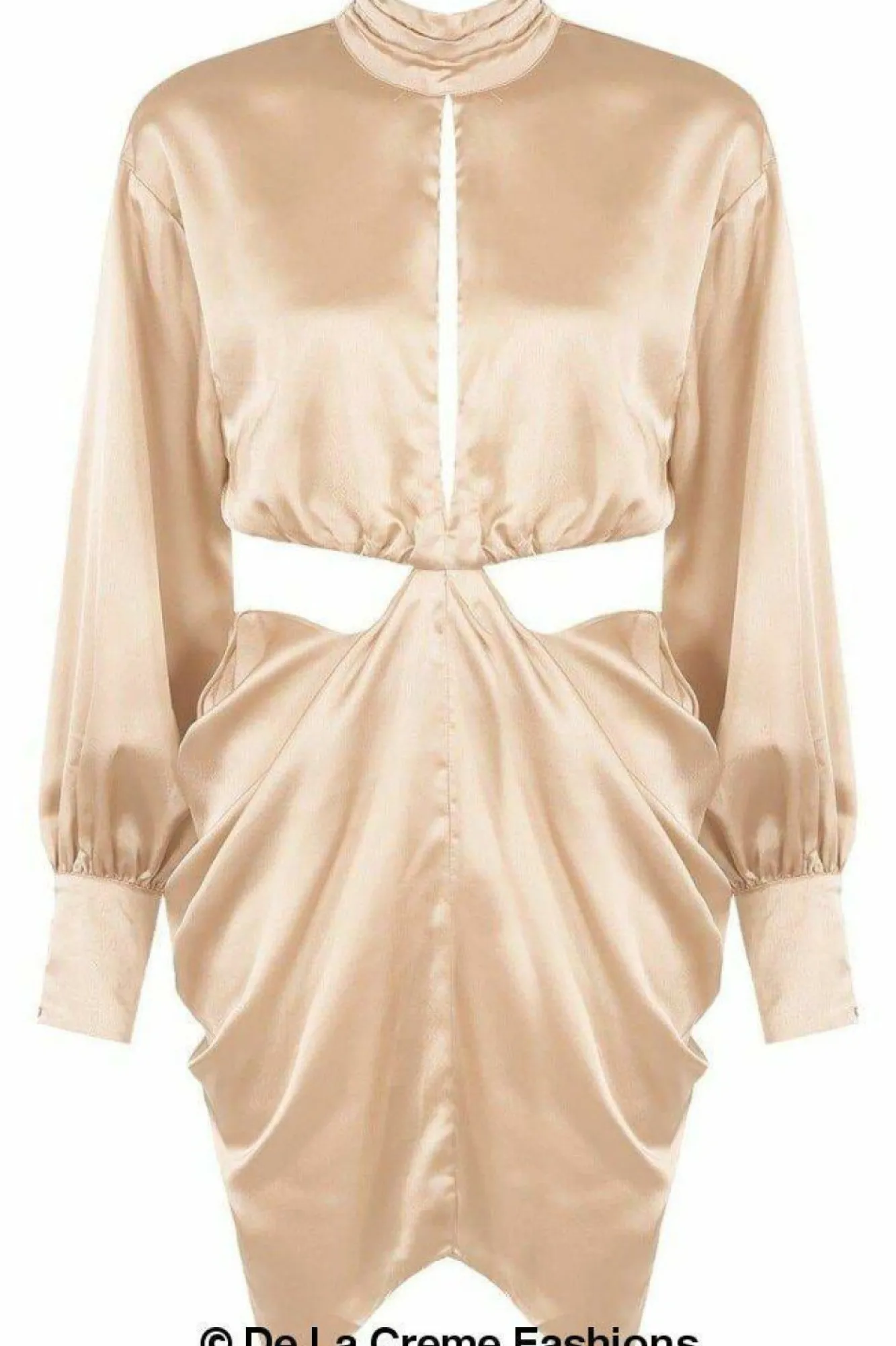 Mini Dresses^De La Creme Fashions Pleated High Neck Cut Out Mini Dress