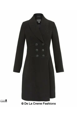 Outerwear^De La Creme Fashions Slim Fit Double Breast Roll Collar Coat
