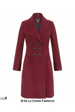 Outerwear^De La Creme Fashions Slim Fit Double Breast Roll Collar Coat