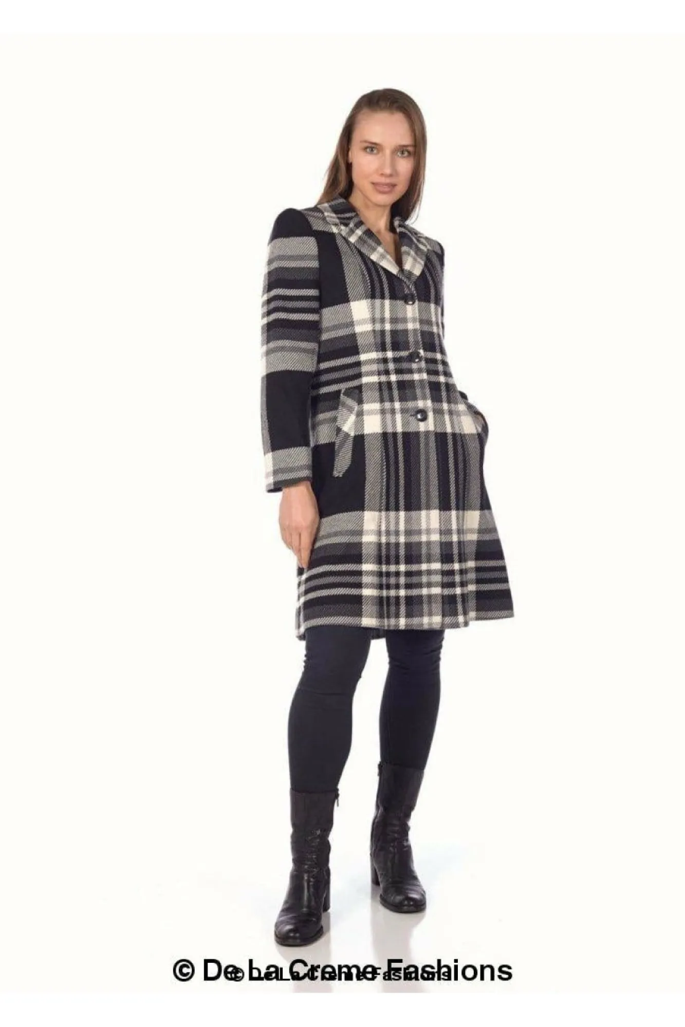 Outerwear^De La Creme Fashions Tartan Check Single Breasted Coat