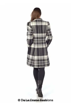 Outerwear^De La Creme Fashions Tartan Check Single Breasted Coat