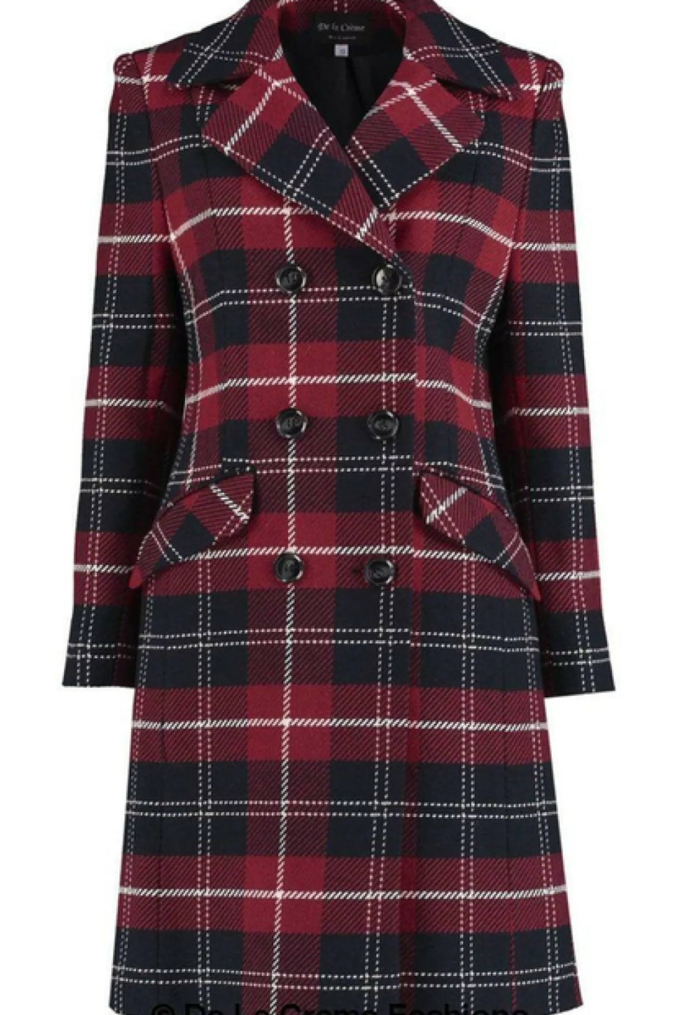 Outerwear^De La Creme Fashions Tartan Check Double Breasted Coat