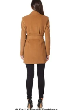 Outerwear^De La Creme Fashions Textured Short Belted Coat Camel