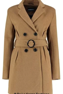 Outerwear^De La Creme Fashions Textured Short Belted Coat Camel