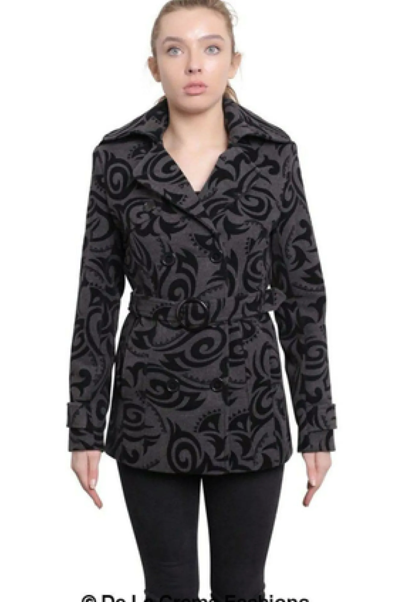 Outerwear^De La Creme Fashions Tribal Print Double Breasted Short Coat