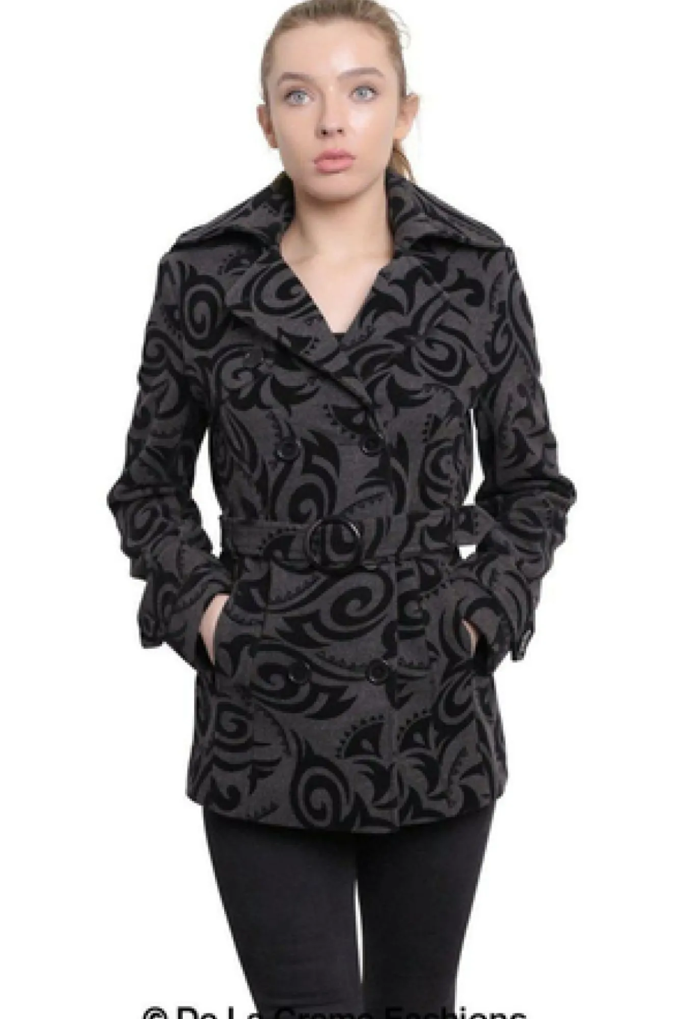 Outerwear^De La Creme Fashions Tribal Print Double Breasted Short Coat