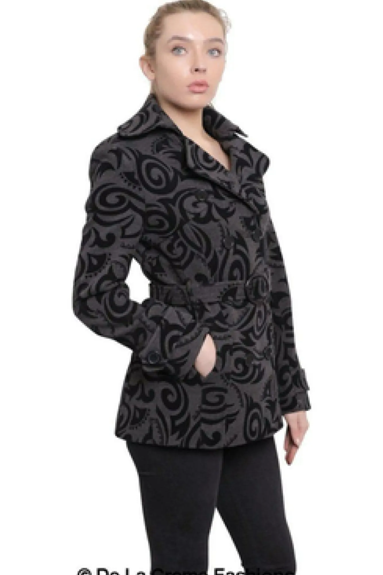 Outerwear^De La Creme Fashions Tribal Print Double Breasted Short Coat