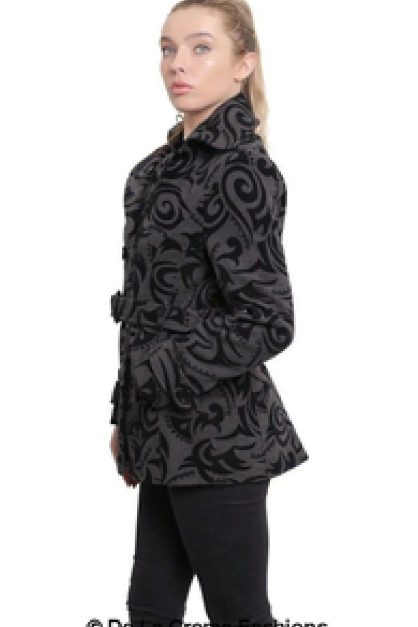 Outerwear^De La Creme Fashions Tribal Print Double Breasted Short Coat