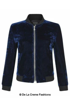 Outerwear^De La Creme Fashions Velvet Zip-Thru Varsity Bomber Jacket