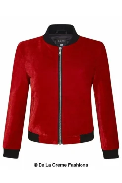 Outerwear^De La Creme Fashions Velvet Zip-Thru Varsity Bomber Jacket
