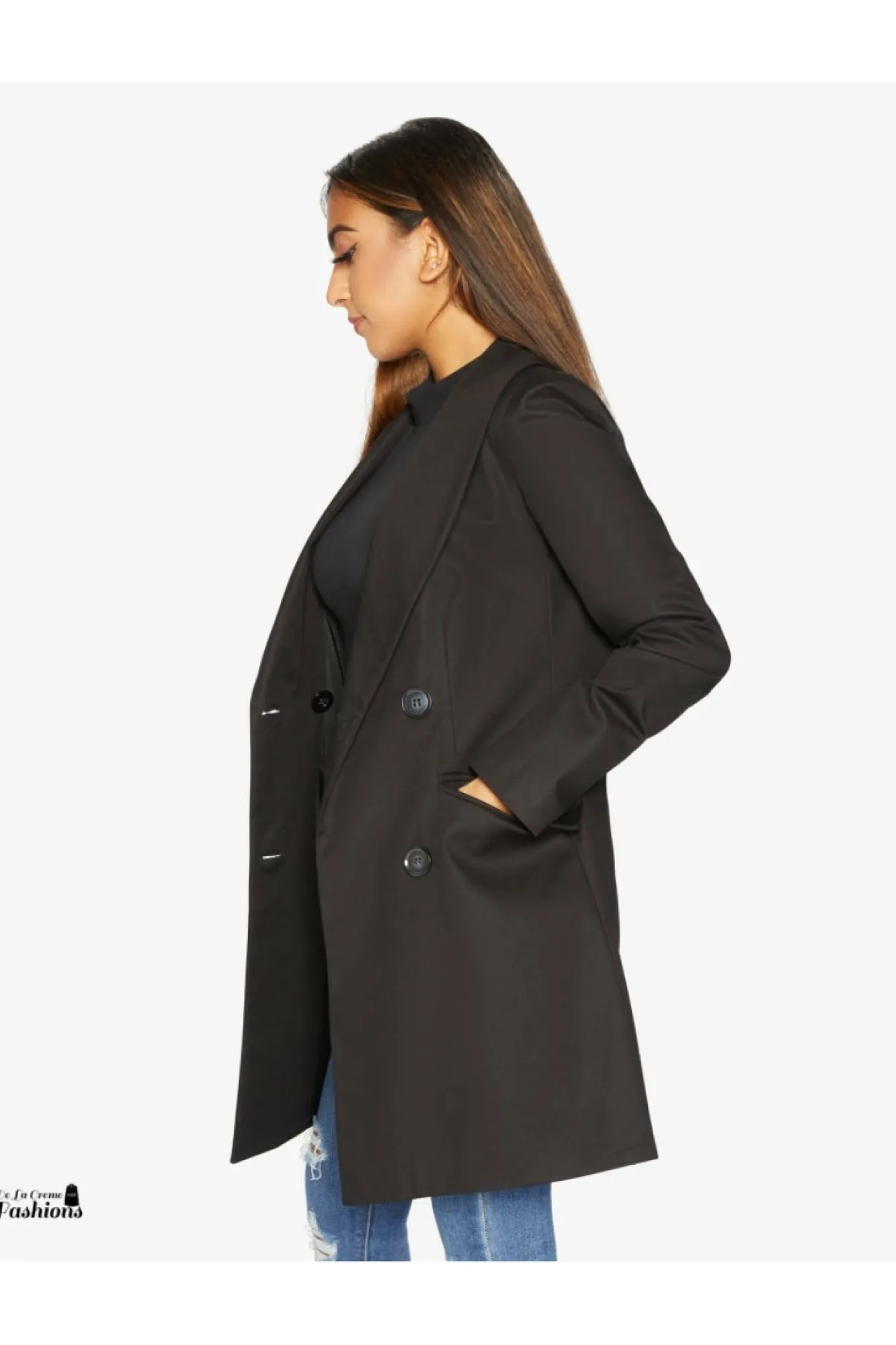 Outerwear^De La Creme Fashions Womens Double Breasted Longline Blazer