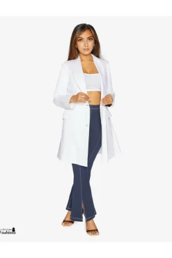 Outerwear^De La Creme Fashions Womens Double Breasted Longline Blazer