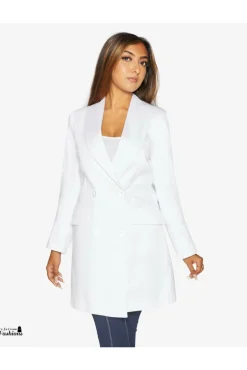Outerwear^De La Creme Fashions Womens Double Breasted Longline Blazer