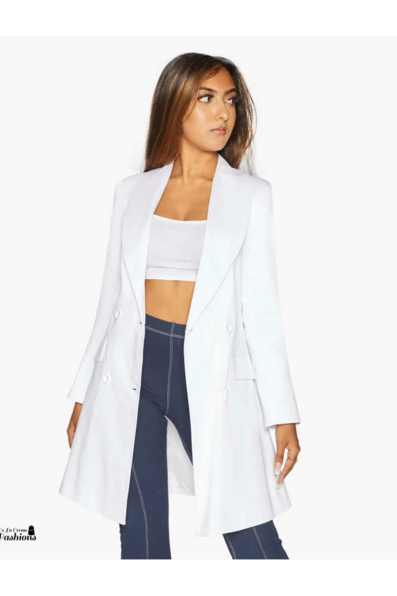 Outerwear^De La Creme Fashions Womens Double Breasted Longline Blazer