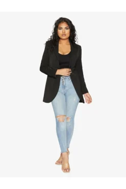 Outerwear^De La Creme Fashions Womens Curved Hem Longline Blazer