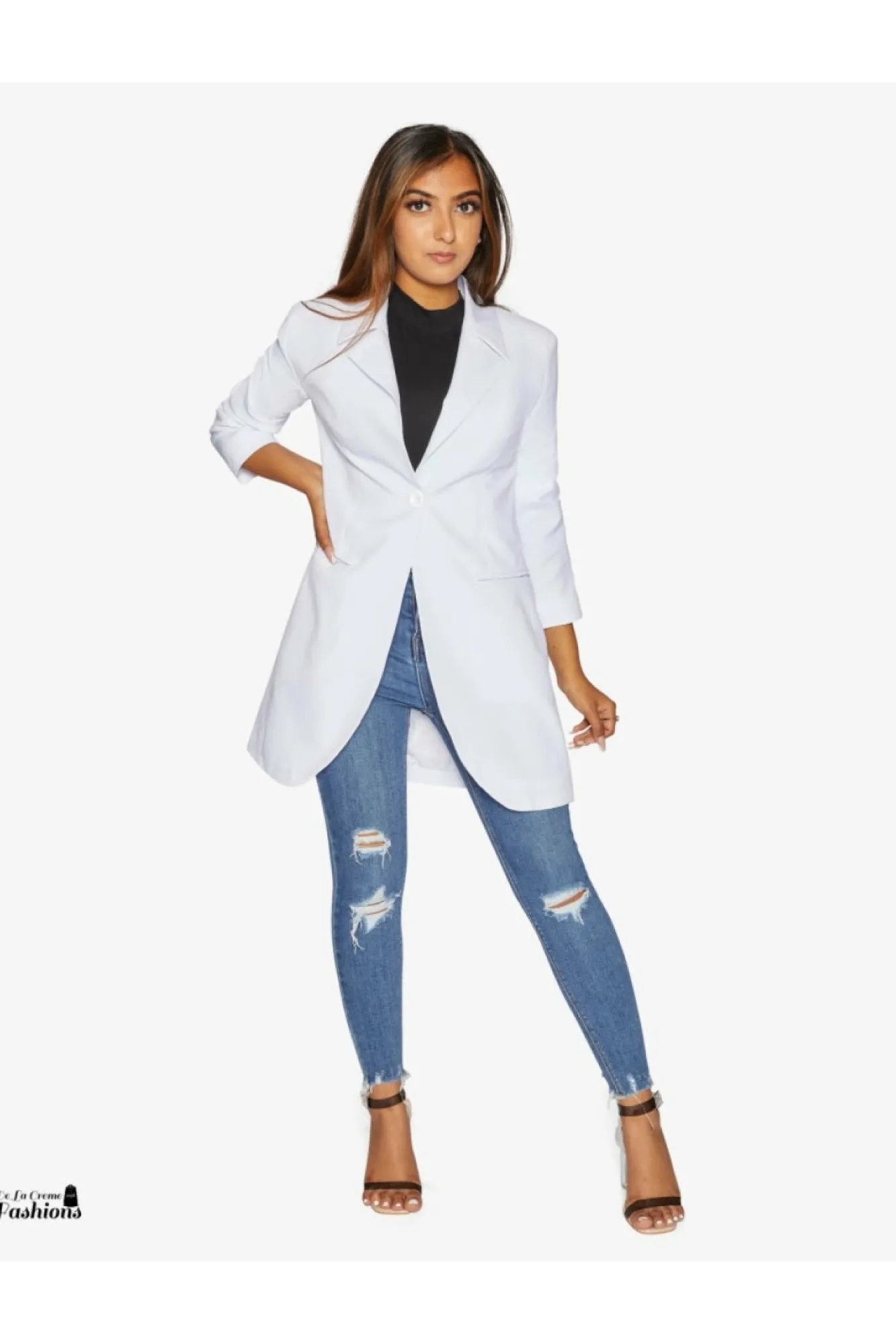Outerwear^De La Creme Fashions Womens Curved Hem Longline Blazer