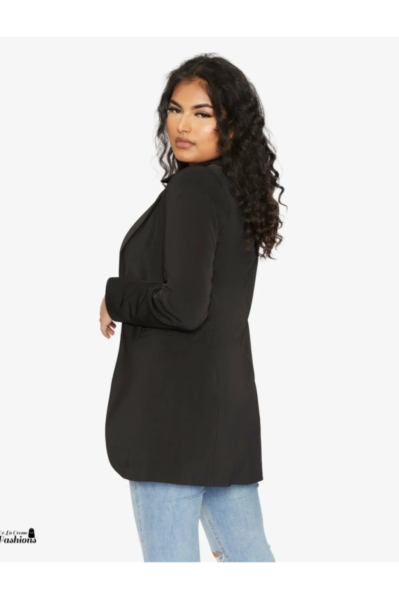 Outerwear^De La Creme Fashions Womens Curved Hem Longline Blazer