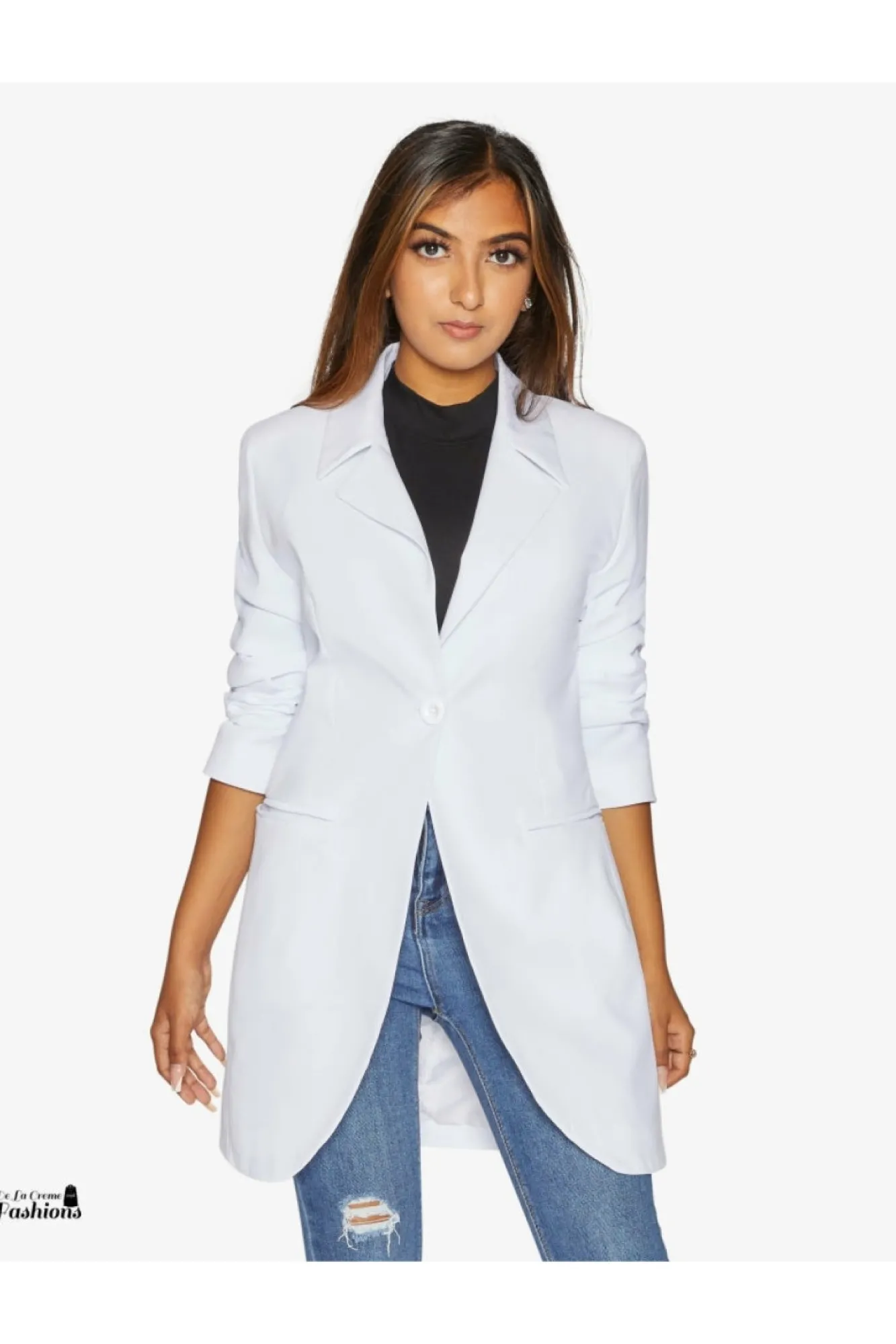 Outerwear^De La Creme Fashions Womens Curved Hem Longline Blazer